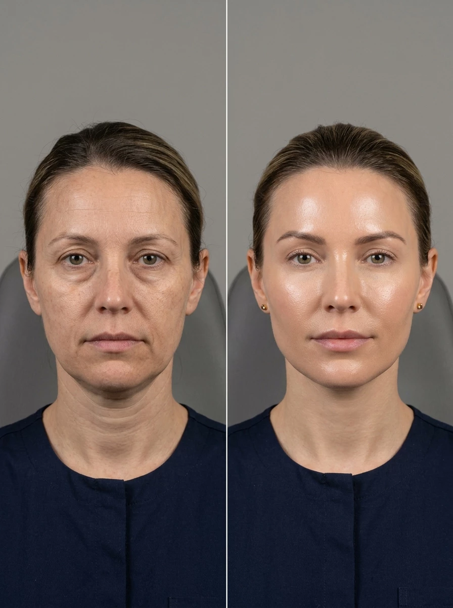 Before and after facial treatment results